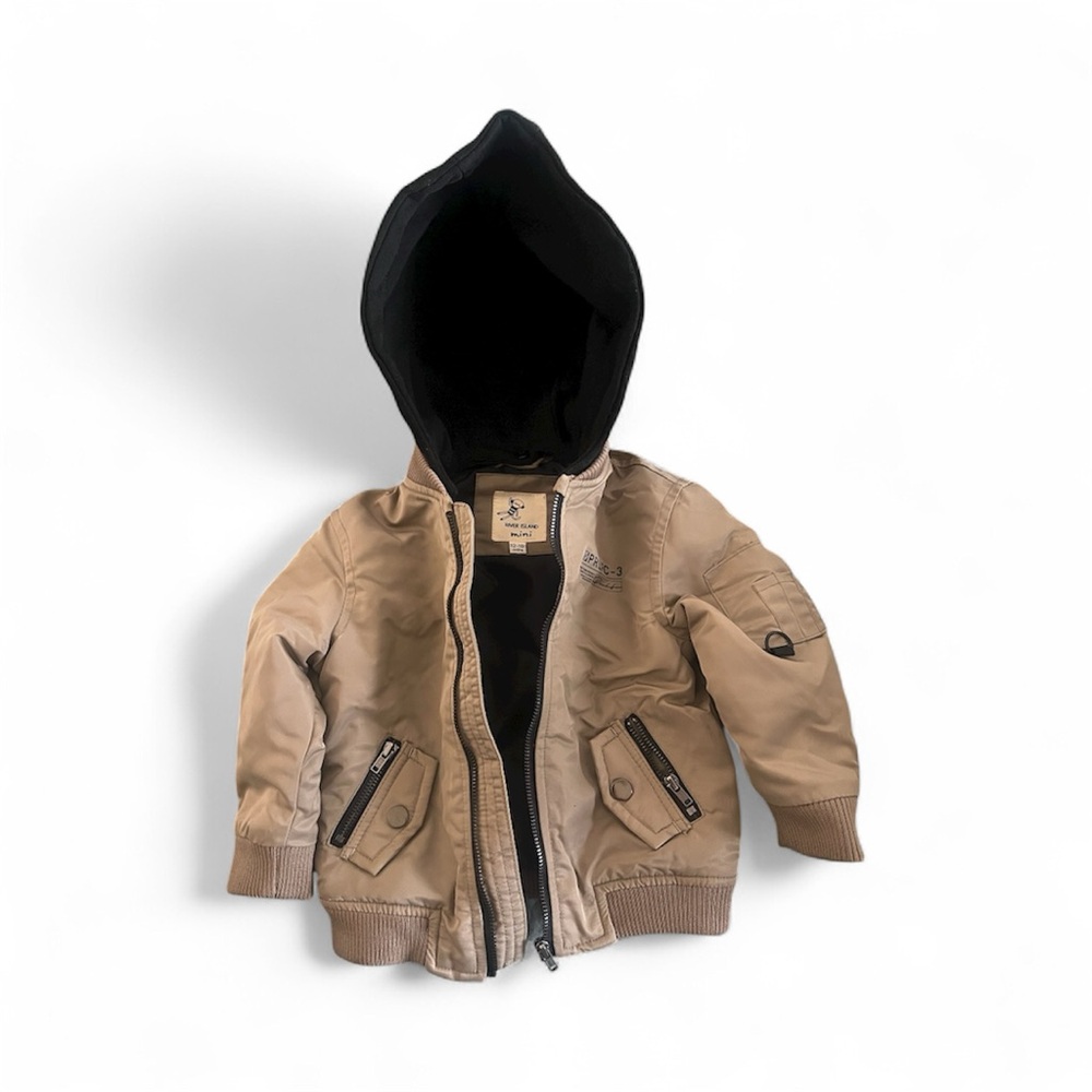 Tan Hooded Bomber Jacket